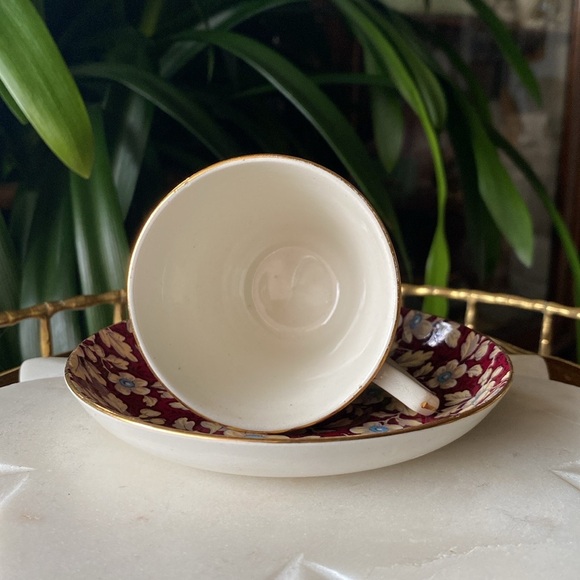 1930’s Brocade Chintz Lord Nelson Ware Demitasse English Teacup and Saucer Set - Picture 7 of 11